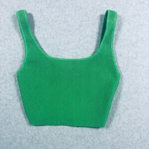 Babaton Sculpt Knit Cropped Tank Top Women's Size XS Kelly Green Square Neck